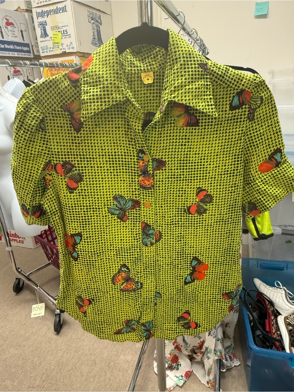 FARM Rio Neon Green Butterfly Camp Shirt
